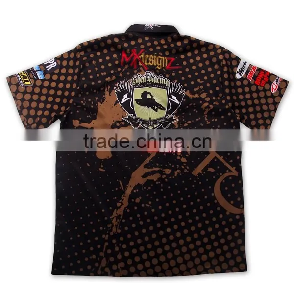 Full Button Down Breathable Sublimated Racing Pit Crew Shirt Wholesale photo-2
