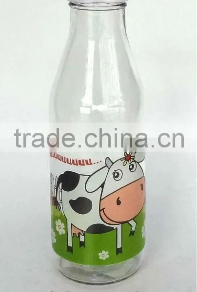CCP738SK 500ML Glass Milk Bottle With Decal Printing With Metal Lid