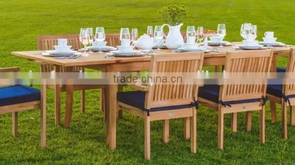 Luxurious Rectangular Teak Dining Table and 8 Stacking Chairs Garden Outdoor Furniture