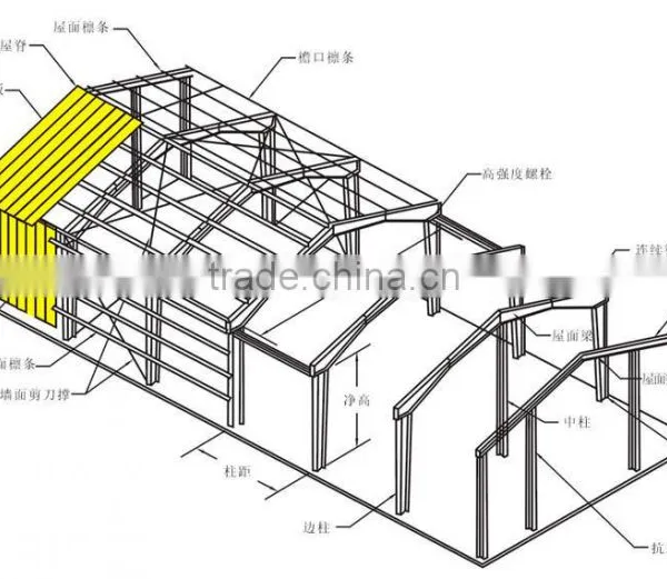 Large Span Prefabricated Steel Frame Warehouse,workshop