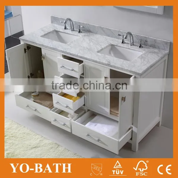 2015 Factory Double Sink Used Bathroom Vanity Cabinet With Marble Countertop Most Popular photo-2