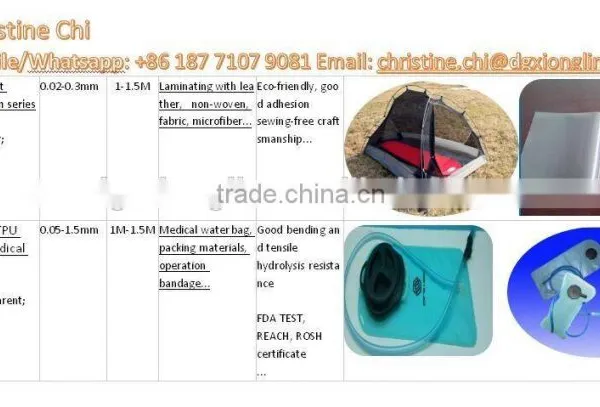 Low Breathable TPU Film for Lamination With Fabric/mattress/towel/car Cushion/tent photo-6