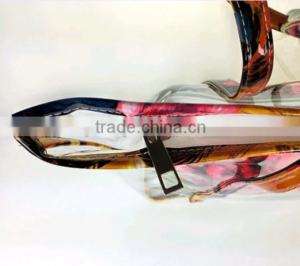 2015 Summer Tide Girl New Style Sugar Jelly Transparent Shoulder Bag With Printing Flower Bag in Bag photo-6