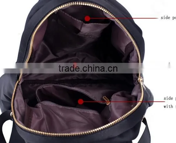 Custom Fashionable Black Canvas Tote and Shoulders Girls Backpack Bag photo-6