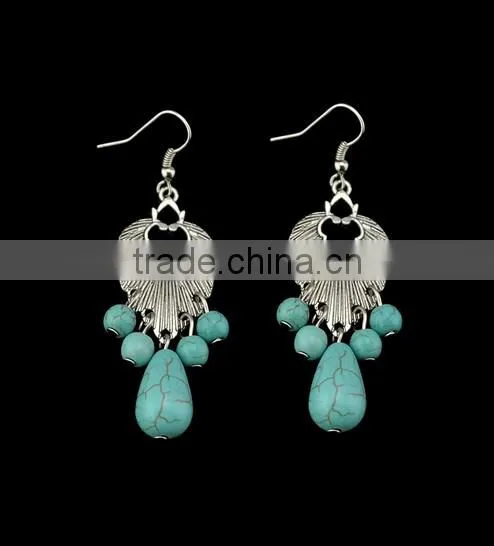 2016 New Design Boho Vintage Alloy Turquoise Long Earrings For Women photo-3