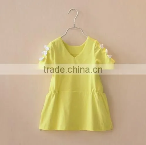 Fashion Cotton Baby Dress With V-neck Western Style