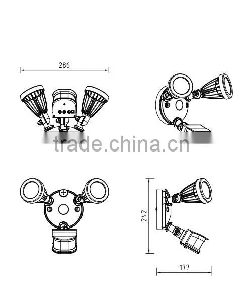 Wide-angle Twin Bronze Motion-sensing Shielded Security Light photo-2