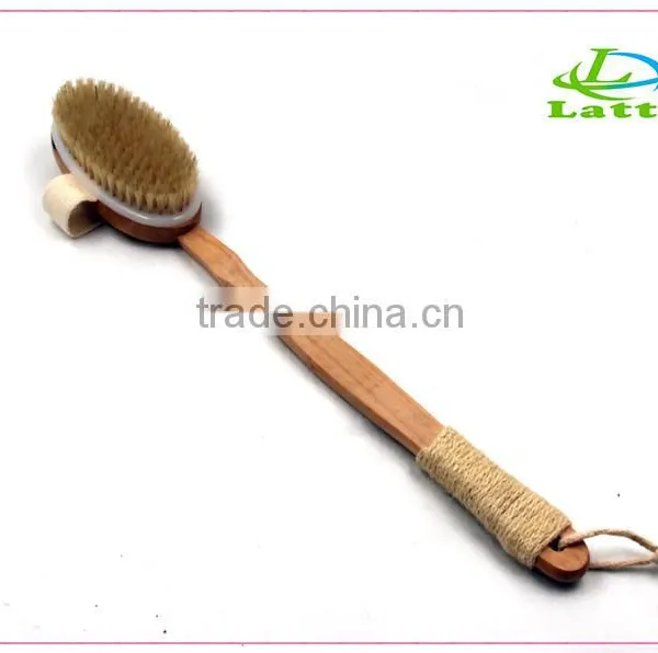 Double Side Wooden Bath Body Brush With Natural Loofah and Bristle Quality Choice photo-2