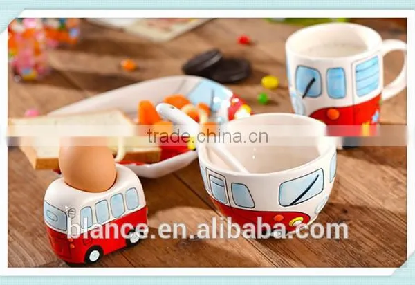 Ceramic Camper Van VW Design Egg Holder in 3d Bus Shape Egg Cup photo-2