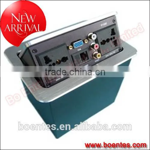 Pneumatic Desktop Pop Up Socket with RCA stereo jack for Office Furniture