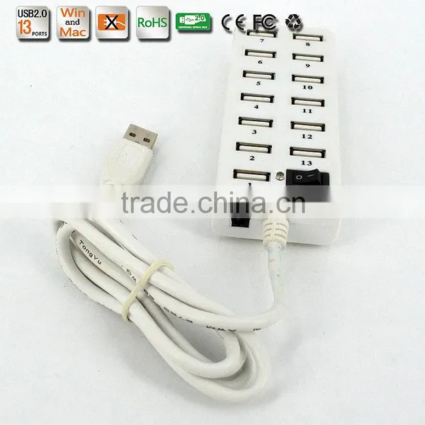 Hot Sell High- Performance Portable 480MBPS Usb2.0 13 Port Hub With One Switch+large Capacity photo-3