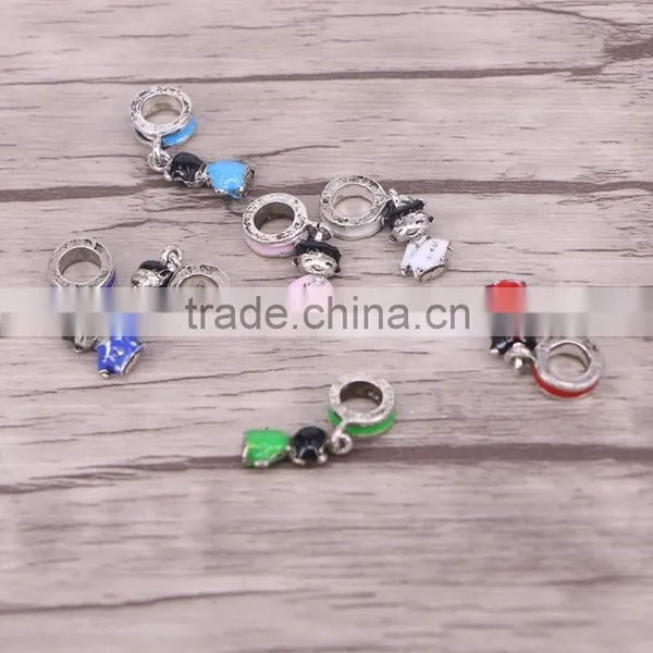 Enamel Metal Girl Silver Plated European Charms Dangles Beads Fit Charms Bracelets Necklace photo-2