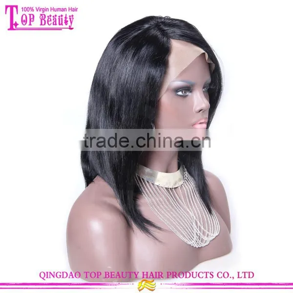 Natural Color 120% Density Brazilian Remy Invisible Hairline Full Lace Wig With Bangs photo-2