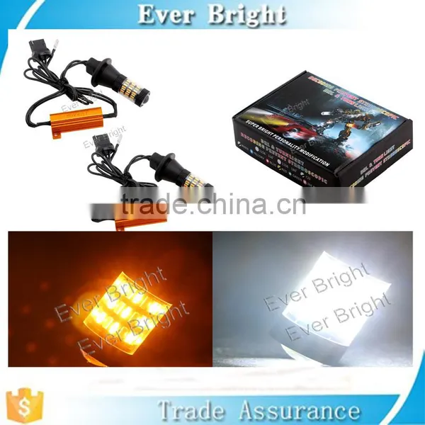 T20 4014 60smd LED Dual Color White/Amber Switchback Turn Signal Light Canbus Error Free Decoder Load Resistor W21W photo-2