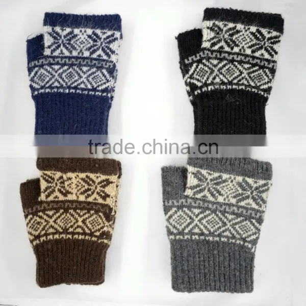 Snowflake Short Finger Winter Knit Gloves