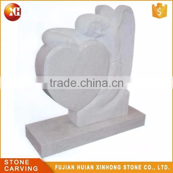 White Marble Double Heart Shaped Headstone Tombstone for Urn photo-6
