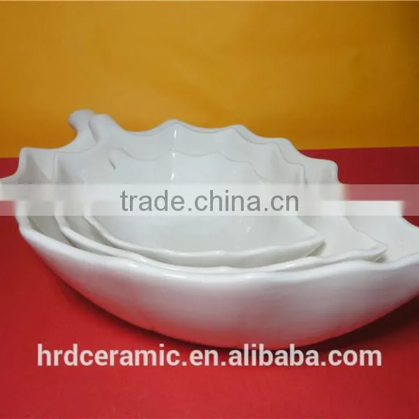 Wholesale 24*16*8cm Ceramic White Leaf Dishes photo-5