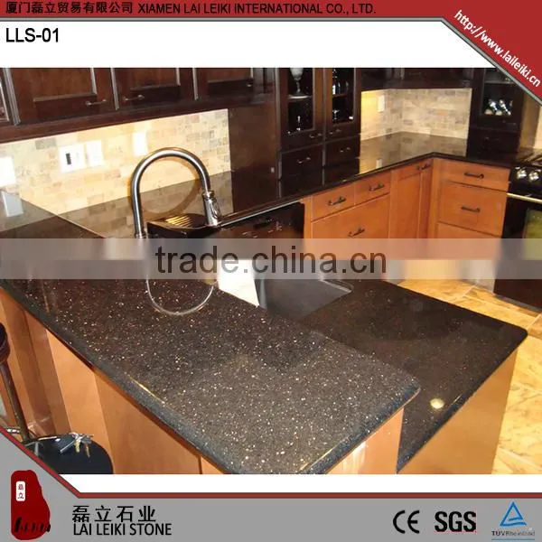 Strict Process Polished Black Galaxy Granite Countertop photo-4