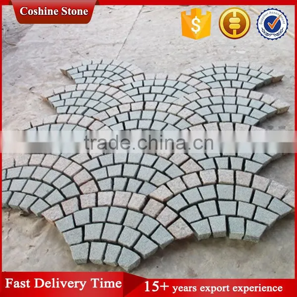 Fan-shape Granite Driveway Patio Pavers With Mesh Back photo-4