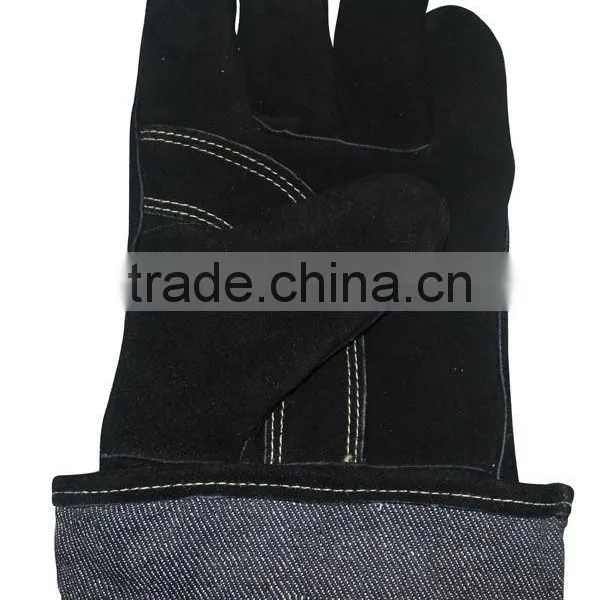 13.5" Stitching CE Approved Black Leather Welding Gloves photo-3
