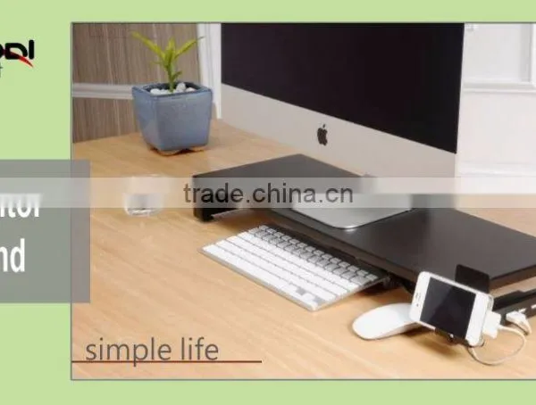 Functional Tempered Glass Laptop Rack Monitor Riser Laptop Stand With USB Hubs