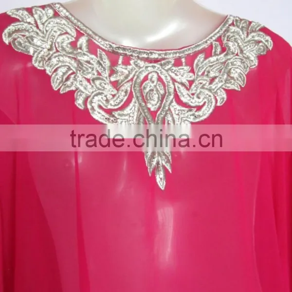 PINK EMBROIDERED Georgette CAFTAN Kaftan Tunic Poncho Zip Cover up photo-4
