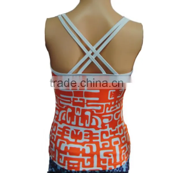 Custom Made Yoga Tops O Neck Printed Comfortable Ladies Yoga Top photo-3
