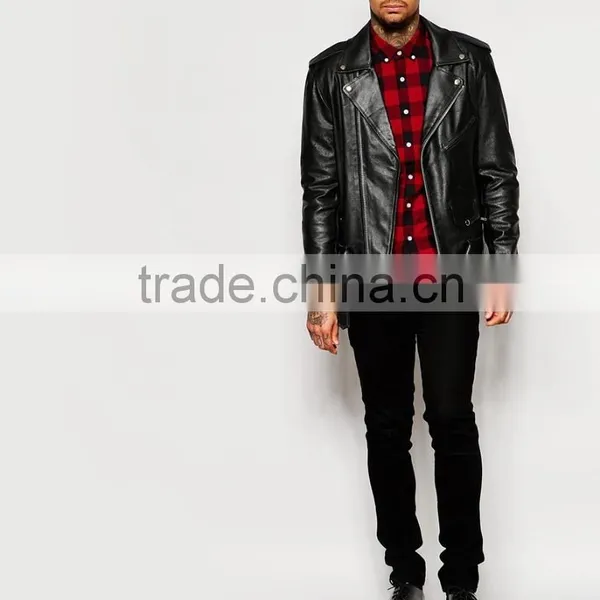 Skinny Shirt in Burgundy Buffalo Check With Long Sleeves photo-4