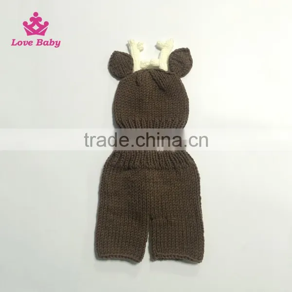 2pcs Pants and Hat Set Photo Props Hand Crochet Fashion Deer Animal Knitting Photography photo-3