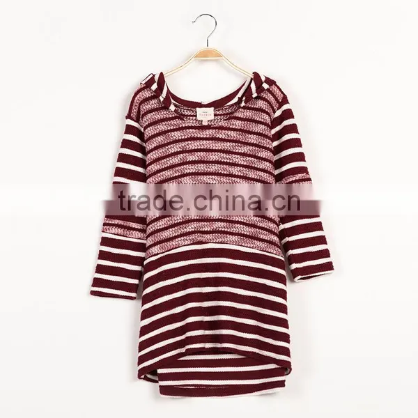 S32446W Spring Fashion Elegant Girls Sweaters Teenager Knitted Striped Kids Pullovers Tops photo-4