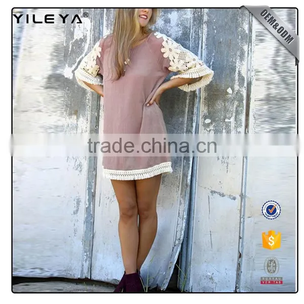 Lace Design Half Sleeve Dress,shift Dresses,casual Shift Dresses photo-3