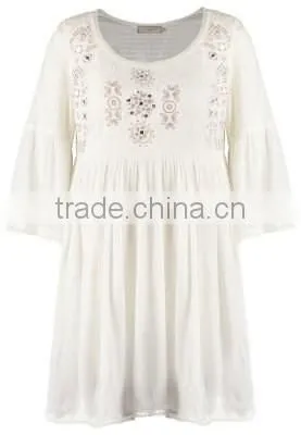 Embroidered Casual Cotton Dress Design for Pregnant Woman photo-6