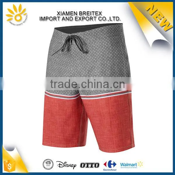 Modern 4 Way Stretch Printed Contrast Color Mens Custom Board Shorts