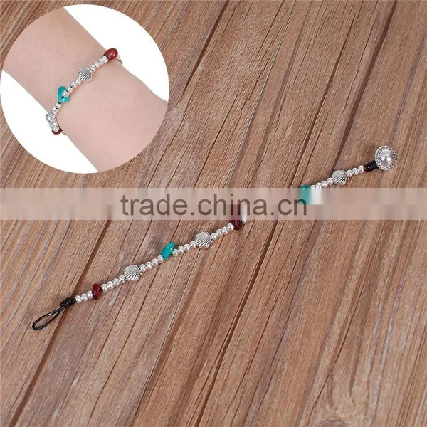 Hand Made Beaded Bracelets Antique Silver Coffee Shell Round Woman Bracelet photo-3