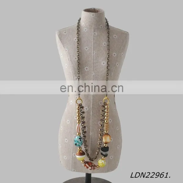 Latest Irregularity Or Multi Color Bead 3 Roll Chain Hematite Necklace Jewelry photo-4