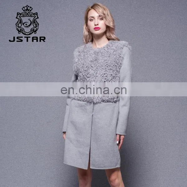 Hand Made Lambs Wool Collar Women's Double Side Cashmere Coat photo-4