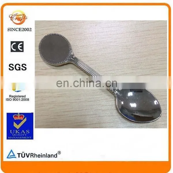 Wholesale 11cm Long Oval Cobblestone Blank DIY Stick Logo Souvenir Nickel Spoon