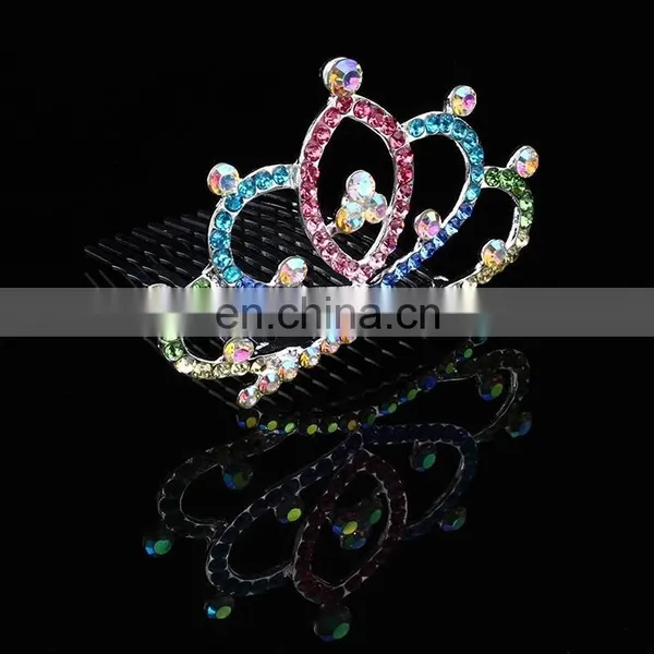 Korean Tiaras New Style White Rhinestone Mini Cute Crown Hair Combs photo-3