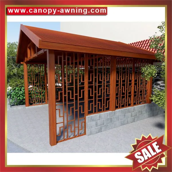 Outdoor Park Garden Wood Look Style Aluminum Metal Gazebo Pavilion Pagoda Gloriette Inn Shelter photo-2
