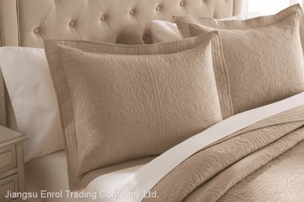Khaki Cotton Bedspread 3pcs Set photo-3