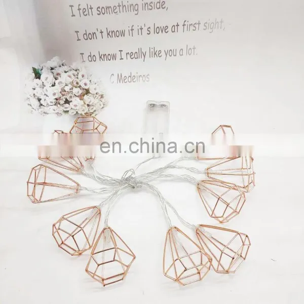 Battery Operated Diamond Shape Fancy Metal String Light For Home Holiday Decoration photo-6