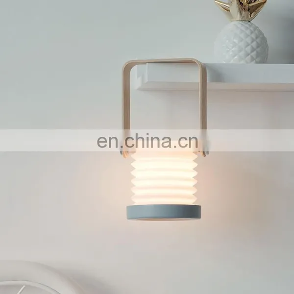 Wooden Lamp Handle Portable Lantern Light Retractable Table Lamp Bedroom Bedside Reading Led Folding Desk Lamp photo-2