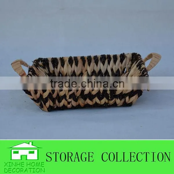 Natural Water Hyacinth Sea Grass Woven Ear Handle Storage Tray
