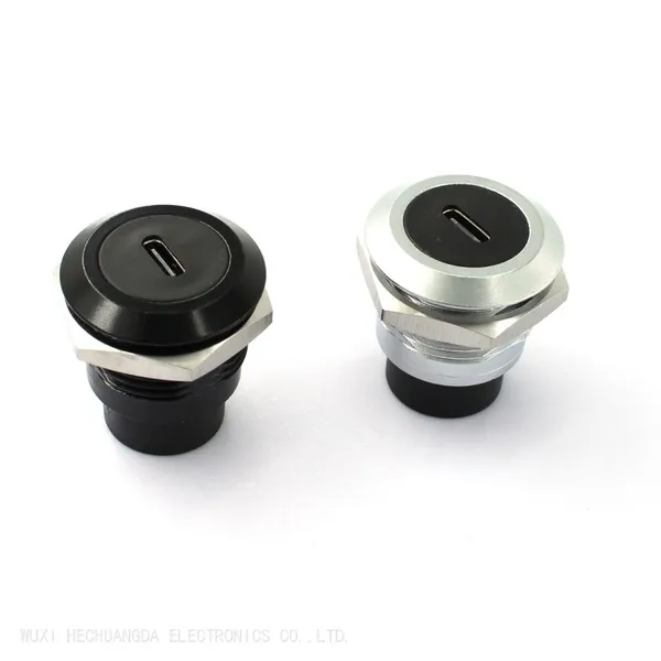 Type-C Female To Female Zinc Alloy Data Signal Extended Transmission Round Type-c Panel Mount Socket With Dust Cap photo-2