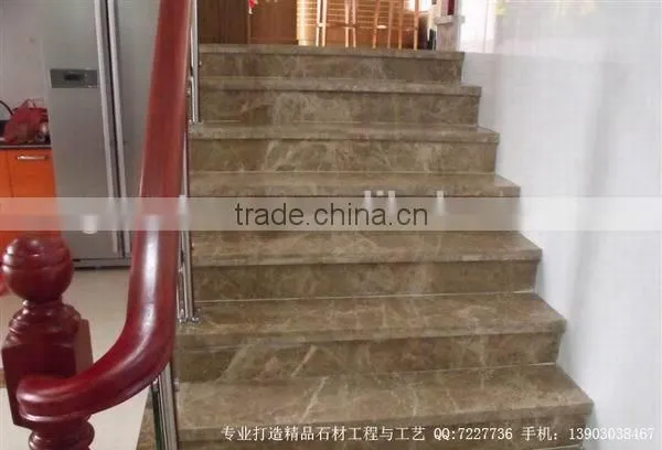 Beautiful Light Emperdor Grey Marble Indoor Stairs photo-3