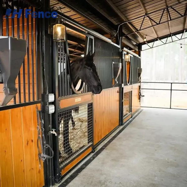 Safe Standard Portable Galvanized Horse Stall Panel Horse Shelter Swing Door Steel Frame Horse Equipment Stables With Roof photo-3