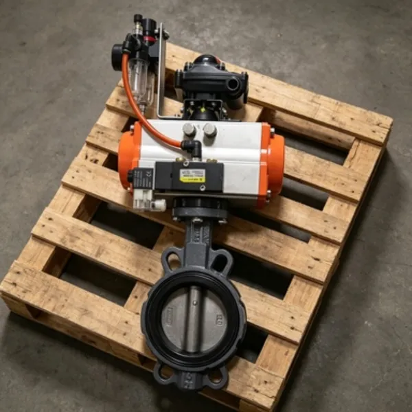 Compact Marine Wafer Pneumatic Butterfly Valve With Solenoid, Aluminum Body, GB/T3036-94 photo-5