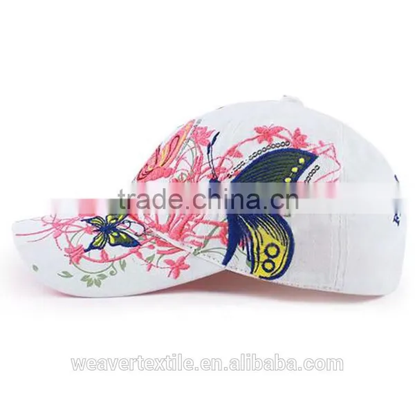 Design Your Own BUTTERFLY FLOWERS Cotton Flat Embroidery Baseball Caps photo-3