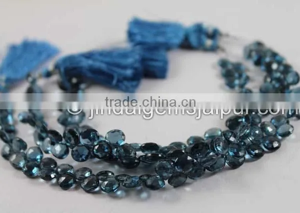 Wholesale Fine Grade London Blue Topaz Faceted Heart Beads 7 MM photo-3