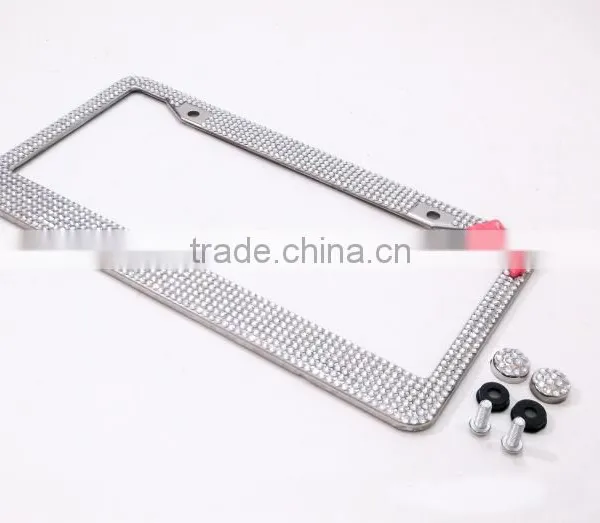 Hot Selling Pink Bow Tie Crystal License Plate Frame Gift Car Accessories photo-2
